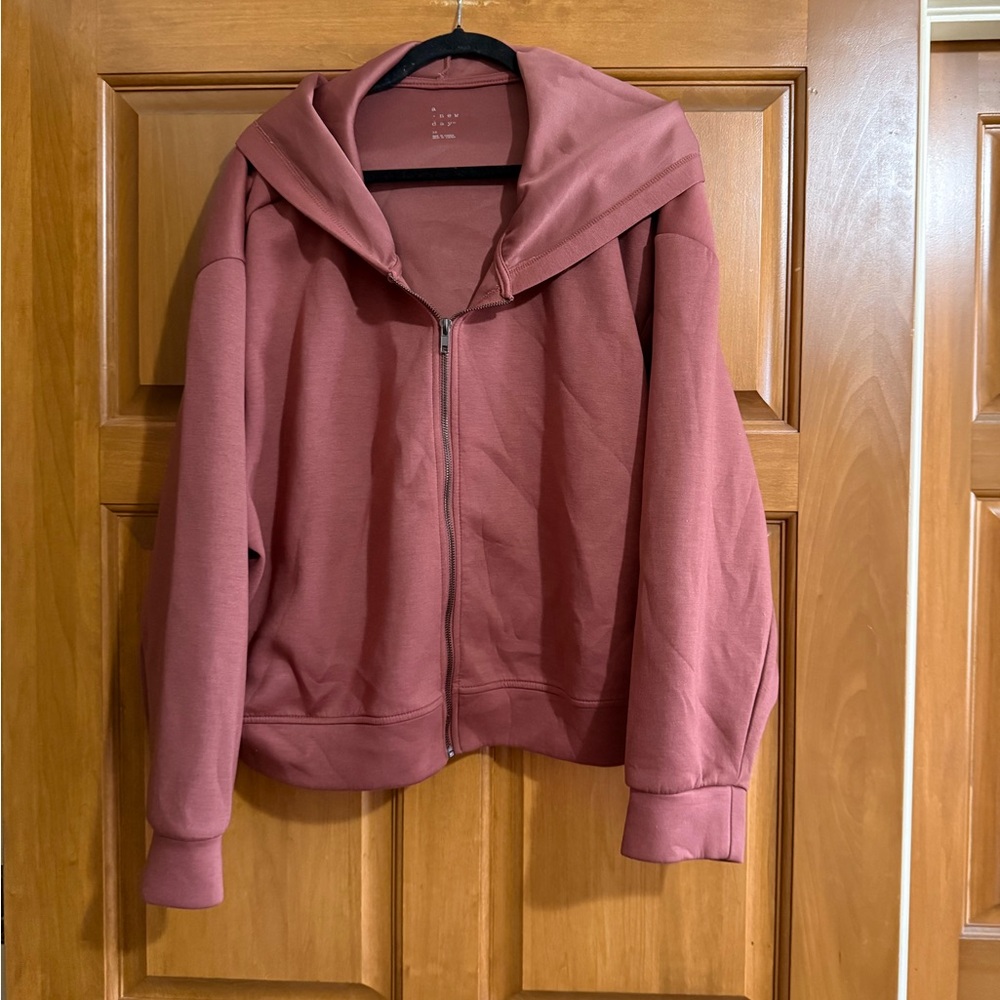 a new day Rosewood Zip-Up Teddy Hoodie Jacket. Never worn.